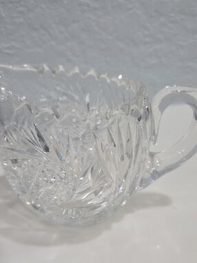 American Brillant Cut Lead Crystal Creamer With Starburst And Sawtooth Edge